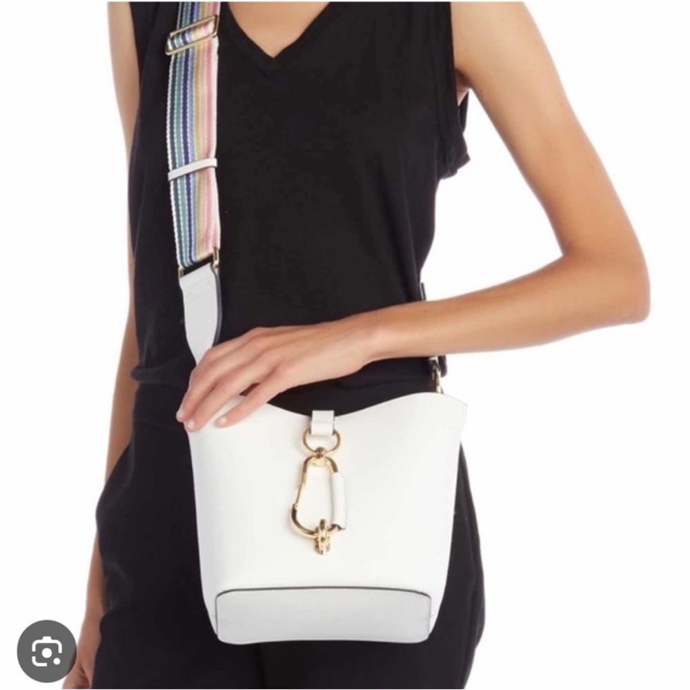 White Crossbody Bag with Gold Accent Zac Posen small hobo belay purse
